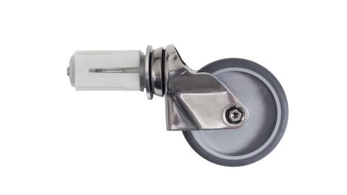 SARO Räderset für Tische Made in Europe - Material: Edelstahl, Reifen: Hartgummi Ø 100 mm - 4er Set mit 2 x gebremsten und 2 x ungebremsten