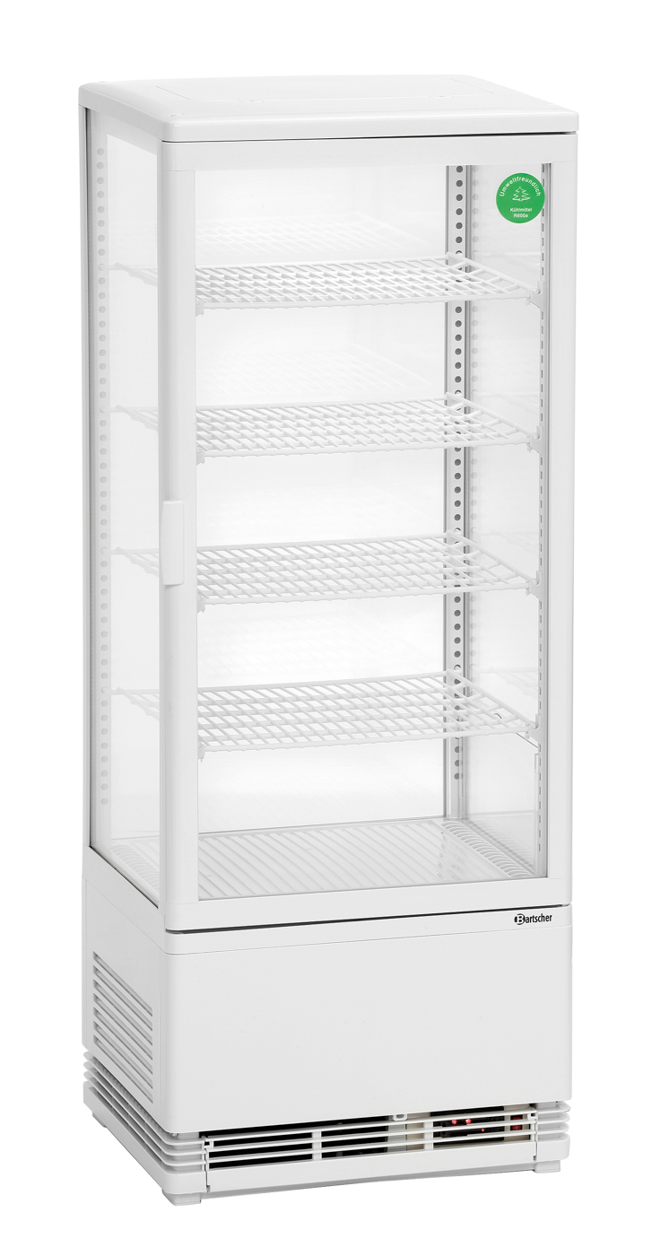 Bartscher Mini-Kühlvitrine 98L | Art derVerglasung: Doppel-Verglasung | Maße: 43,5 x 38,5x 110,5 cm. Gewicht: 37,5 kg