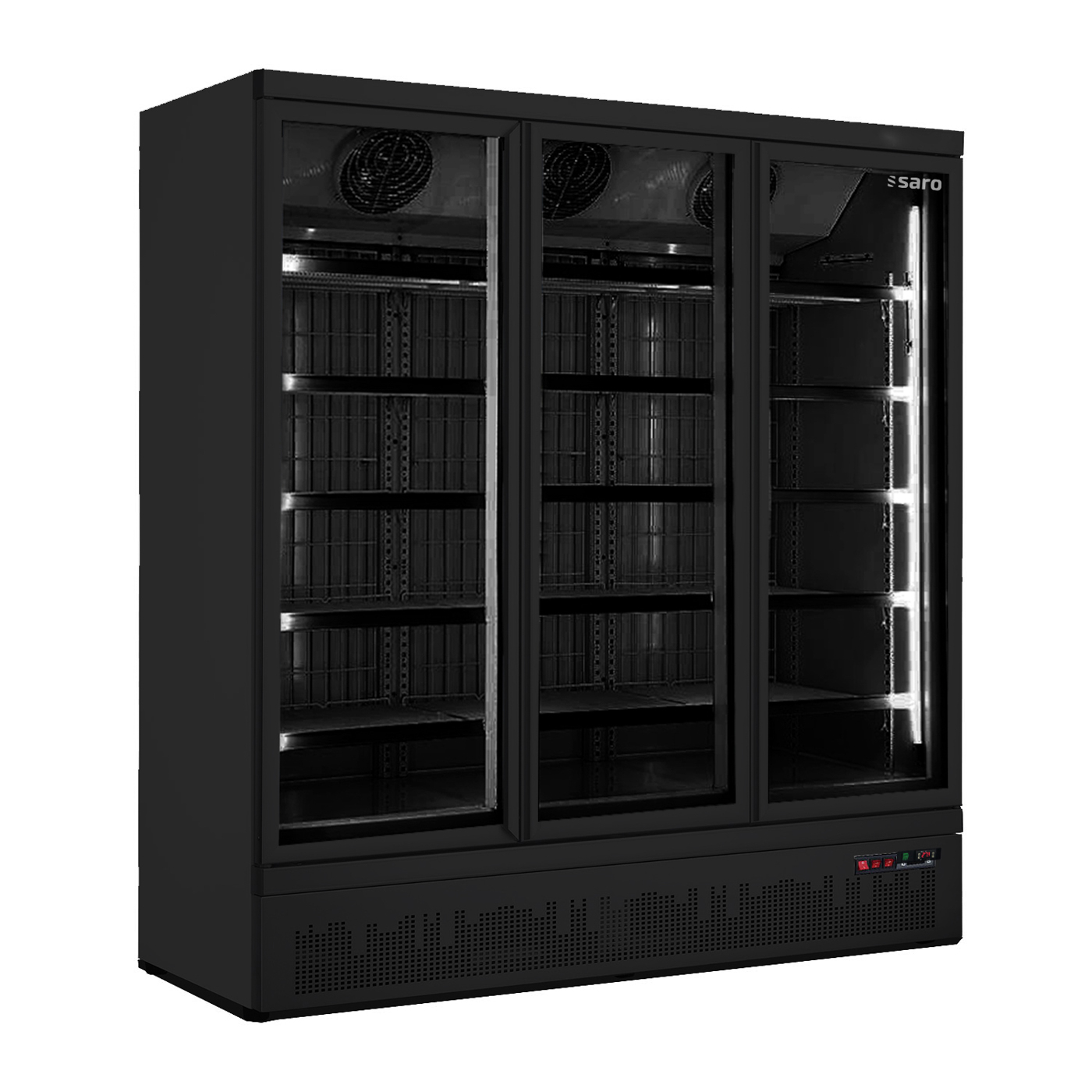 SARO Tiefkühlschrank mit 3 Glastüren, Modell GTK 1480 S - schwarz - Material: (Gehäuse) Stahl einbrennlackiert, schwarz; (Innenraum,