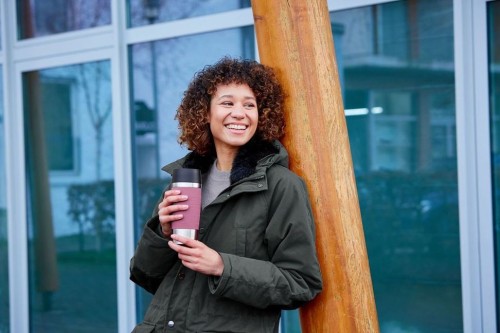 Emsa Travel Mug Thermo-/Isolierbecher, 0,36L Fassungsvermögen , 4h heiß/ 8h kalt, 100 % dicht, auslaufsicher, Altrosa