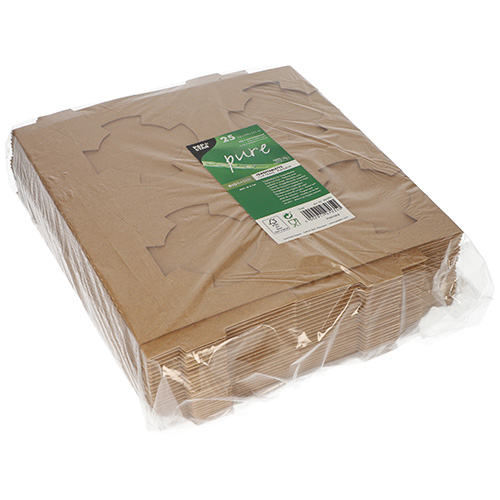25 Tragetabletts, Pappe "pure" 3,6 cm x 19,8 cm x 24,1 cm braun für 4 Suppenbecher von PAPSTAR