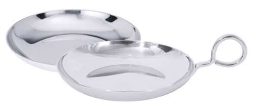 Dessertschale aus Edelstahl 18/10, hochglänzend, stark abgeflachte Form, extra schwere Qualität Durchmesser: 12 cm, Höhe: 2 cm