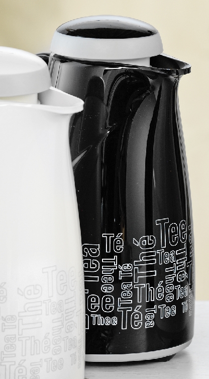 Helios Isolierkanne Wave TEATIME, Inhalt: 1,0 Liter, Farbe: schwarz, mit Aufdruck >>Tee