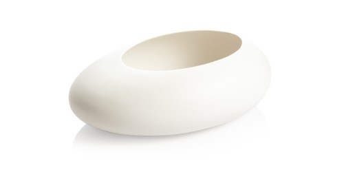 Ovaler niedriger Blumentopf FANCY HOME Stones, weiß