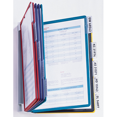 DURABLE Sichttafelwandhalter VARIO® WALL 10 DIN A4 Metall 2 x dunkelblau, 2 x gelb, 2 x grün, 2 x rot, 2 x schwarz 10 Sichttafeln