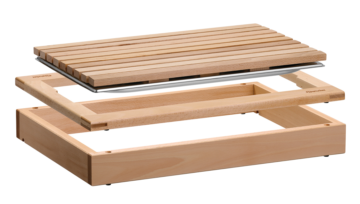 Bartscher Buffet-System Set SHB1/1 | Set bestehend aus: 1 Schneidbrett 1/1 GN ,1 Krümelschale 1/1 GN ,1 Basisrahmen | 40,5 x 58 x