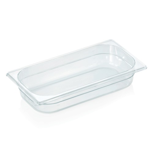 GN 1/3 Behälter, mit Skalierung. Material: Polycarbonat. Serie: GN 94. Inhalt in Litern: 2,5. Maße: Höhe: 65 mm