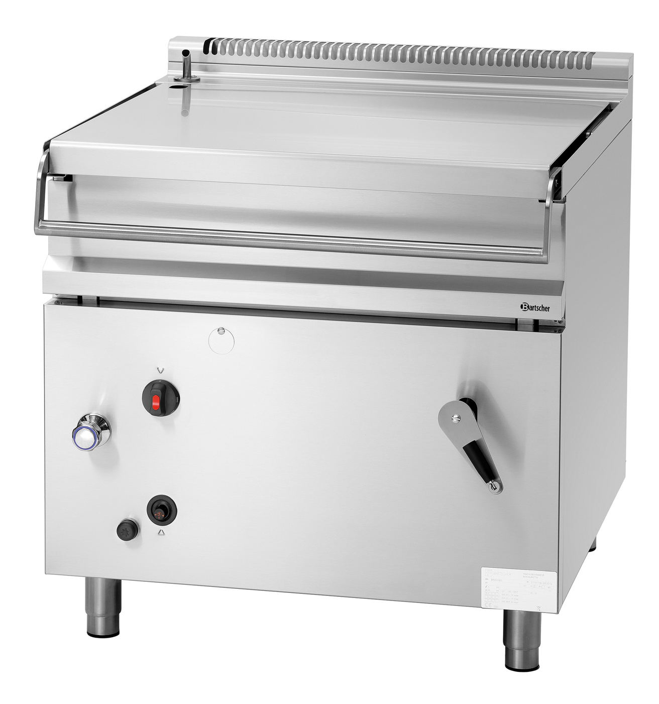 Bartscher Kippbratpfanne G80LHK |Höhenverstellbar bis: 910 mm | Maße: 90 x 90 x90,0 cm. Gewicht: 162,6 kg
