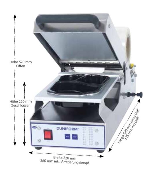 Duni Duniform Siegelmaschine DF20 inklusive 1 Kassette für hygienisch und auslaufsicher versiegelte Verpackungen
