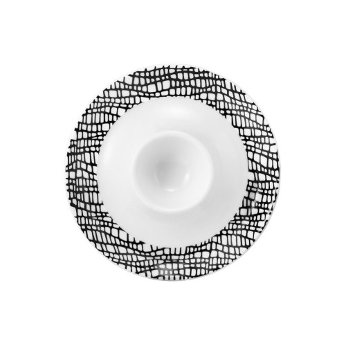 Seltmann Eierbecher mit Ablage, rund, Form: Life, Dekor: 25677 Fashion glamorous black, hohe Kantenschlagfestigkeit, Made in Germany