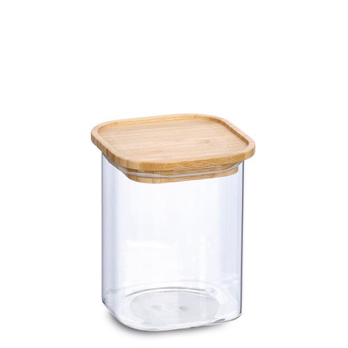Vorratsglas m. Bambusdeckel, 900 ml. Länge: 100 mm. Breite: 100 mm. Höhe: 140 mm