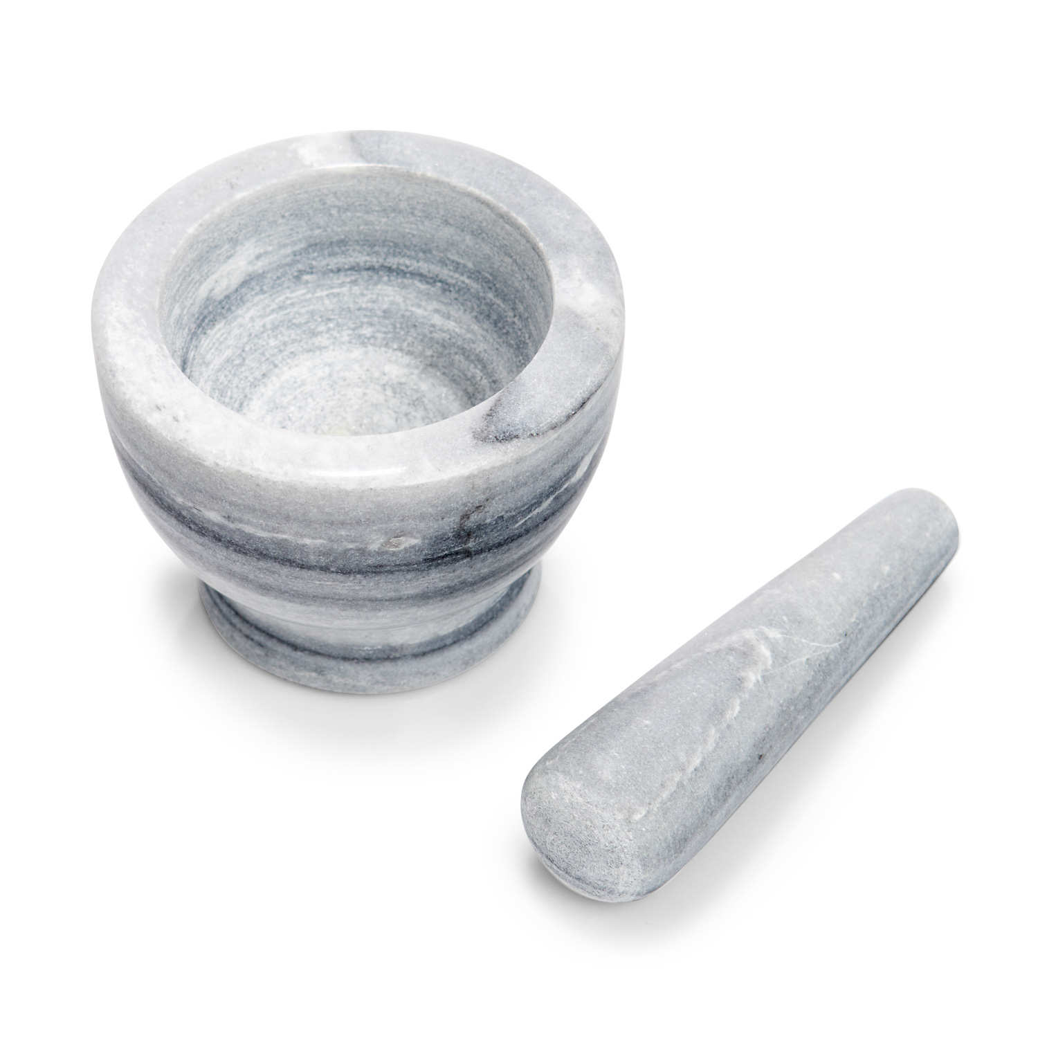 Mörser & Stößel-Set, Marmor, Ø12x9 cm. Farbe: grau. Fassungsvermögen: 150 ml. Perfekt abgeschmeckt. Mit unserem Mörser & Stößel-Set