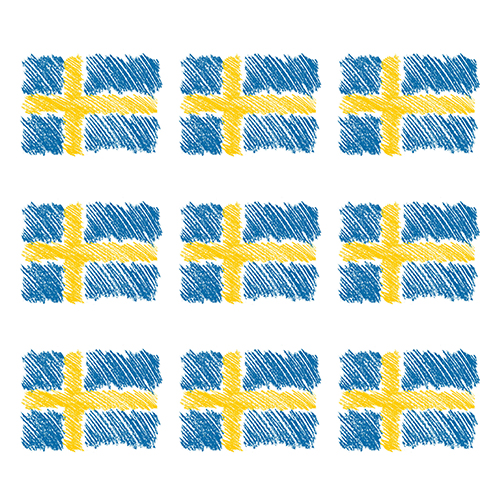 20 Servietten, 3-lagig 1/4-Falz 33 cm x 33 cm "Sverigeflagga" von PAPSTAR