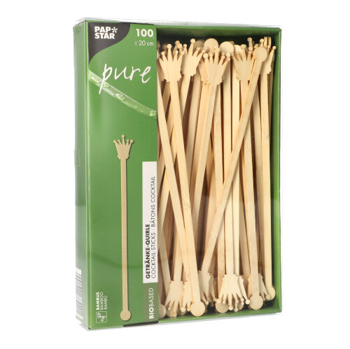 100 Getränke-Quirle, Bambus "pure" 20 cm "Crown" von PAPSTAR