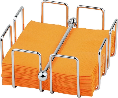 Serviettenhalter -BAR- 14 x 14 cm, H: 6,5 cm Metall verchromt für ca. 50 Cocktailservietten inklusive Beschwerer nicht