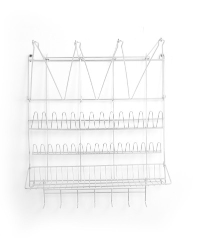 Wandregal für Spritzbeutel. Mit 4 Einhängungen für Sprizbeutel, 31 Halterungen