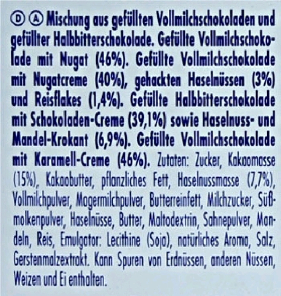 Ritter Sport Schokoladenwürfel Schokogruss 176G Inhalt: 22 Stück.