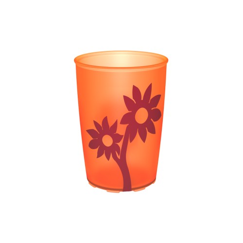 Ornamin Becher 820, 250ml orange-transparent/rot Blume
