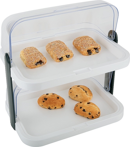 Buffet-Doppeldecker-Vitrine KNUT, weiss Maße: ca. 44 cm x 32 cm, Höhe 44 cm, platzsparend zerlegbar, incl. Kühlakkus,