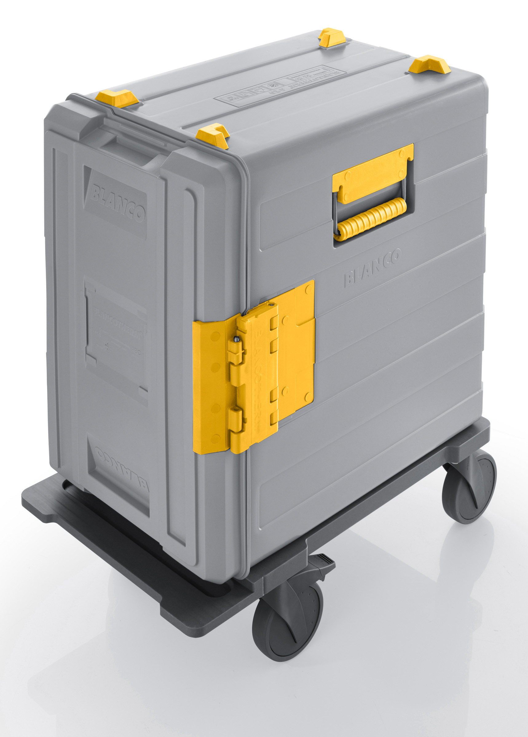 BLANCO BLANCOTHERM 620 KUF-F mit Kondensat-Rinne, Speisentransportbehälter, aus Kunststoff, fahrbar, mit Rollen gemäß DIN 18867-8 aus
