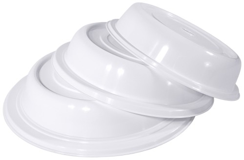 Tellerglocke, weiß aus Polypropylen, mit Griffloch, temperaturbeständig von -20C bis +120C, spülmaschinenfest, mikrowellengeeignet,