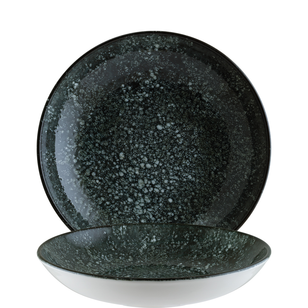 Bonna Cosmos Black Bloom Teller tief 25cm, Envisio Digitaldruck, schwarz, Porzellan