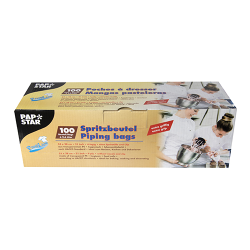 100 Spritzbeutel 2,6 l 53 cm x 28 cm transparent griffig von PAPSTAR