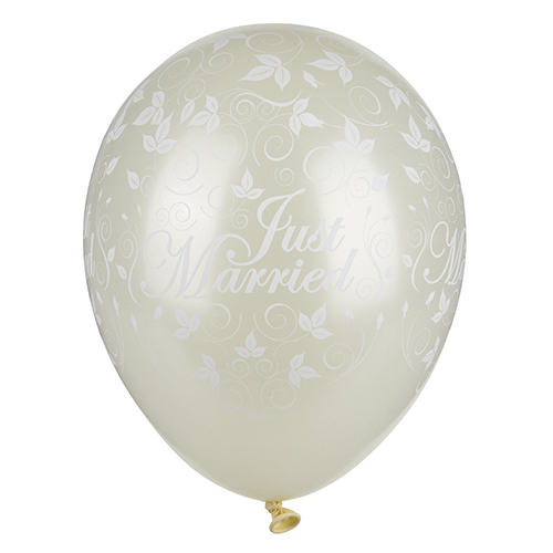 30 Luftballons Ø 29 cm elfenbein "Just Married" metallic von PAPSTAR