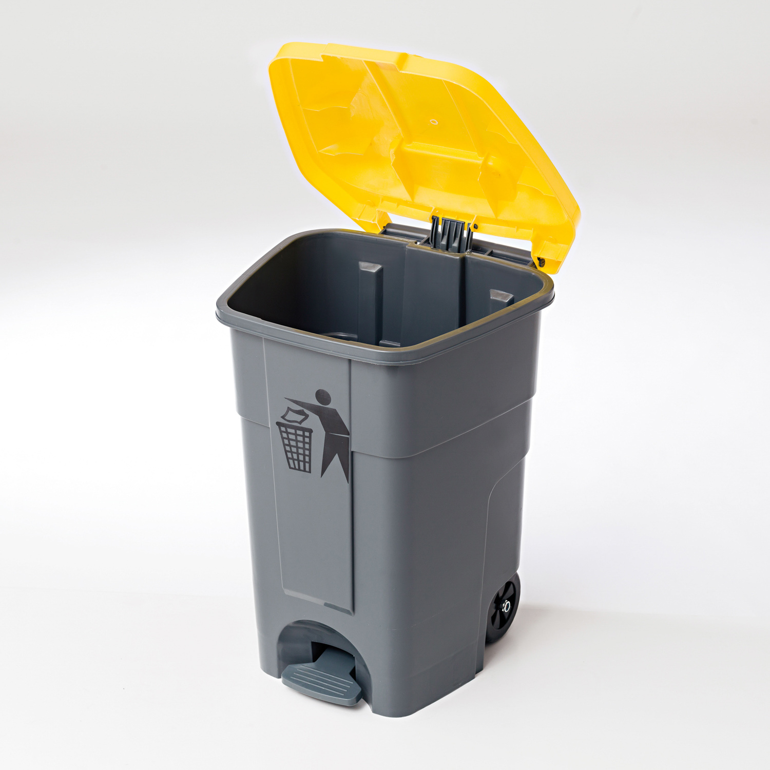 ARAVEN Abfalleimer in den Abmessungen 467x435x620mm mit 50 Liter Füllvermögen, gelb