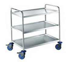 Servierwagen, SW 9 x 6-3 mit 3 Borden mit 4 Lenkrollen, davon 2 mit Feststeller
