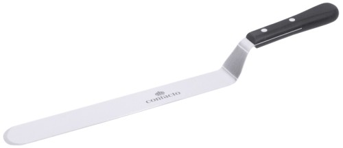 Konditorpalette mit gekröpftem Spatel, aus Chrom-Molybdän-Vanadium (DIN x50CrMoV15), Klinge vorne geschärft, Griff aus POM-Kunststoff,