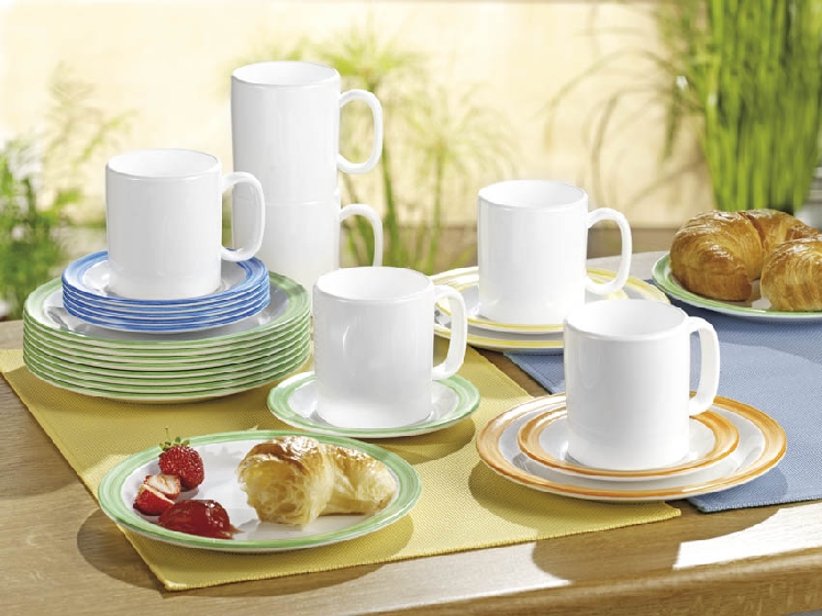 WACA Schüssel BISTRO in weiß-blau, aus Melamin. Durchmesser: 14 cm. Kapazität: 0,2 l.