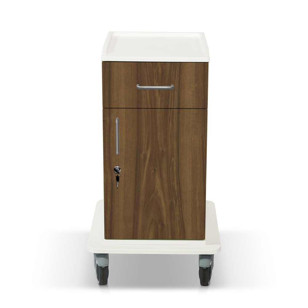 ETHERNASOLID® MULTICART Arbeitswagen T14 mit Schublade und Drehtür, Walnuss