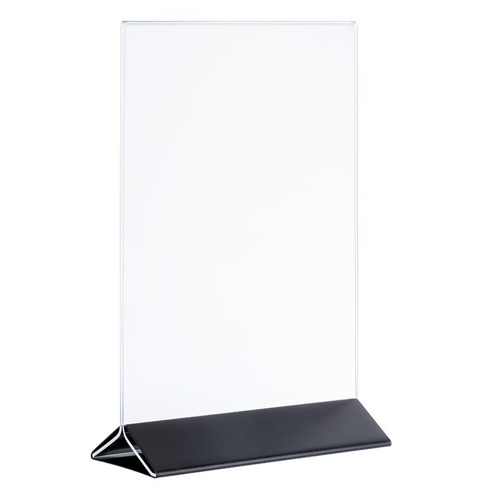 APS Kartenhalter, 2-teilig 15 x 7 cm, H: 23 cm Edelstahl, schwarz, Acryl