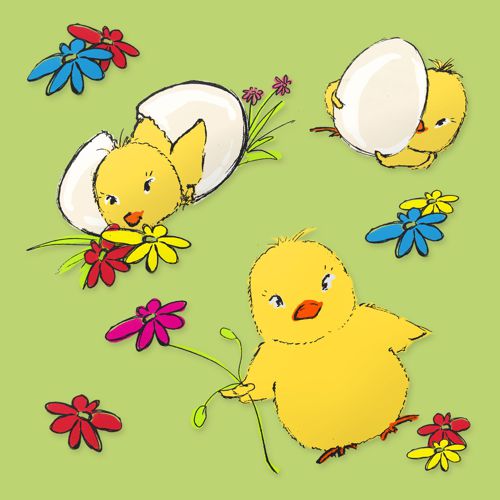 20 Servietten, 3-lagig 1/4-Falz 33 cm x 33 cm "Sweet Hatchlings" von PAPSTAR