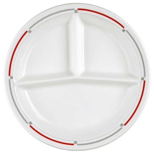 Seltmann V219 IM_Platte rund 3 tlg. 25,5 cm, Form: Vitalis, Dekor: 34440 rot-grau