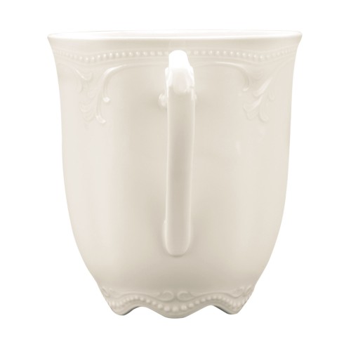 Seltmann Becher mit Henkel 0,33 l, rund mit Relief, Form: Rubin, weiss cream, hohe Kantenschlagfestigkeit, Made in Germany
