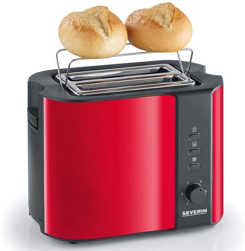 Severin Toaster, ca. 800 W, 2 Scheiben, integrierter Brötchen-Röstaufsatz, Defroster-Stufe - Aufwärm-Stufe - Auslösetaste