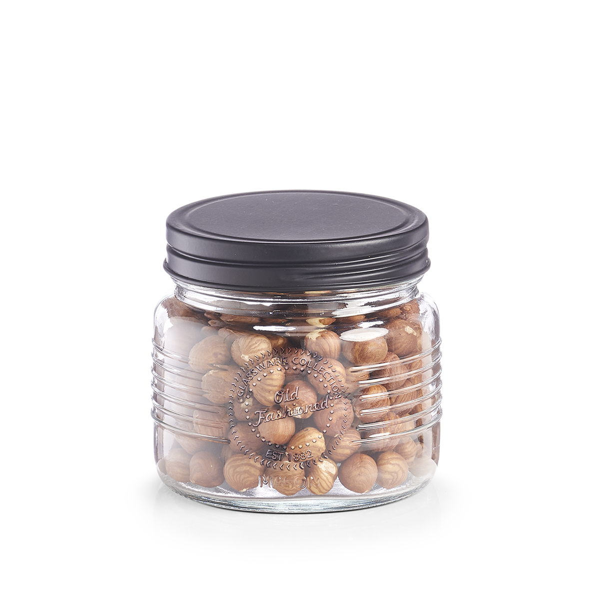 Vorratsglas, Glas; Metall, Ø9,7x9,1 cm. Farbe: schwarz. Fassungsvermögen: 420 ml. Dieses Vorratsglas überzeugt durch sein ausgefallenes