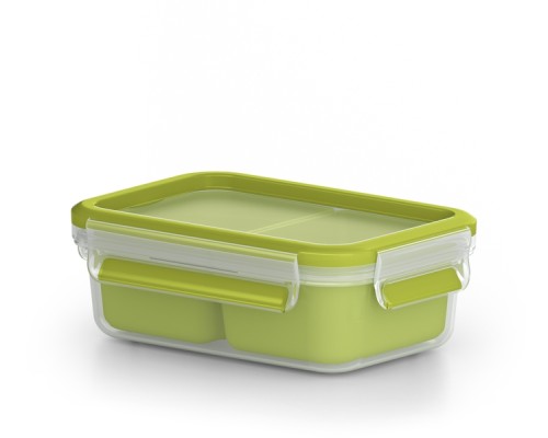 Emsa CLIP & GO Snackbox 0,55 Liter mit 2 Einsätzen To Go - 100 % dicht - Made in Germany - mit Frische-Dichtung