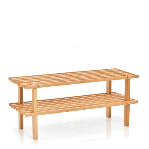 Zeller Schuhregal m. 2 Ablagen, Bamboo