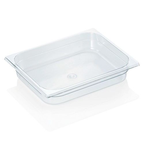GN 1/2 Behälter, mit Skalierung. Material: Polycarbonat. Serie: GN 94. Inhalt in Litern: 4. Maße: Höhe: 65 mm