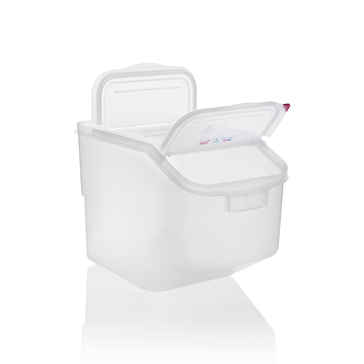 ARAVEN Vorratsbehälter GN 1/1 400mm Höhe und 50 Liter Fassungsvermögen, durchsichtig