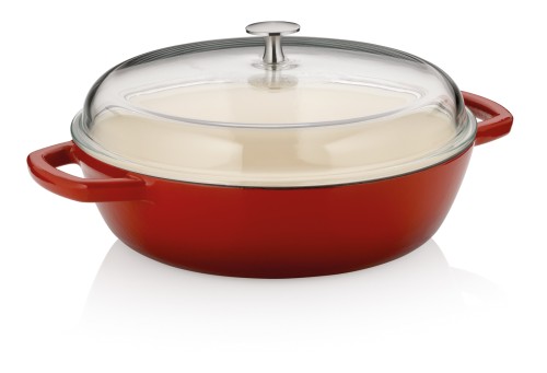 Bauernpfanne Calido Gusseisen rot Rund 16,0 cm 28,0 cm Ø 3,8l von Kela