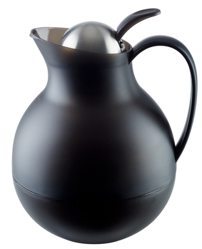 Isolierkanne -ECONOMY- Ø 16 cm, H: 20 cm, 1 Liter Polypropylen, Glas, Edelstahl doppelwandig, schwarz Einhandautomatik mit