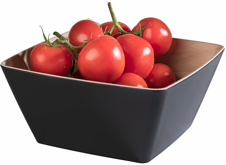 Schale -FRIDA- 25 x 25 cm, H: 12 cm Melamin innen: Holzoptik außen: schwarz 3,5 Liter spülmaschinengeeignet stapelbar nicht