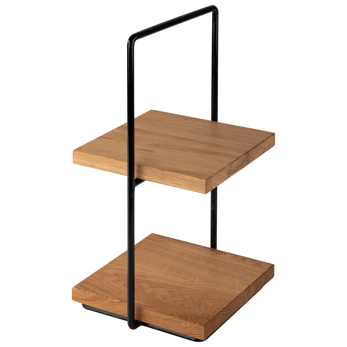 2-stufige Etagère, 23 x 20 cm, H: 40,5 cm, Bestehend aus: 1 Buffetständer, schwarz, 2 Bretter, 20 x 20 cm, Eichenholz, -PERFECTO SMALL-