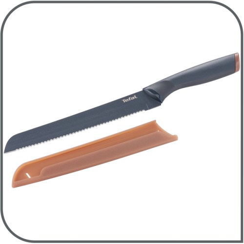 TEFAL FRESH KITCHEN BROTMESSER 20 cm Titan-Antihaftversiegelung, benutzerfreundlich, brauner Klingenschutz,