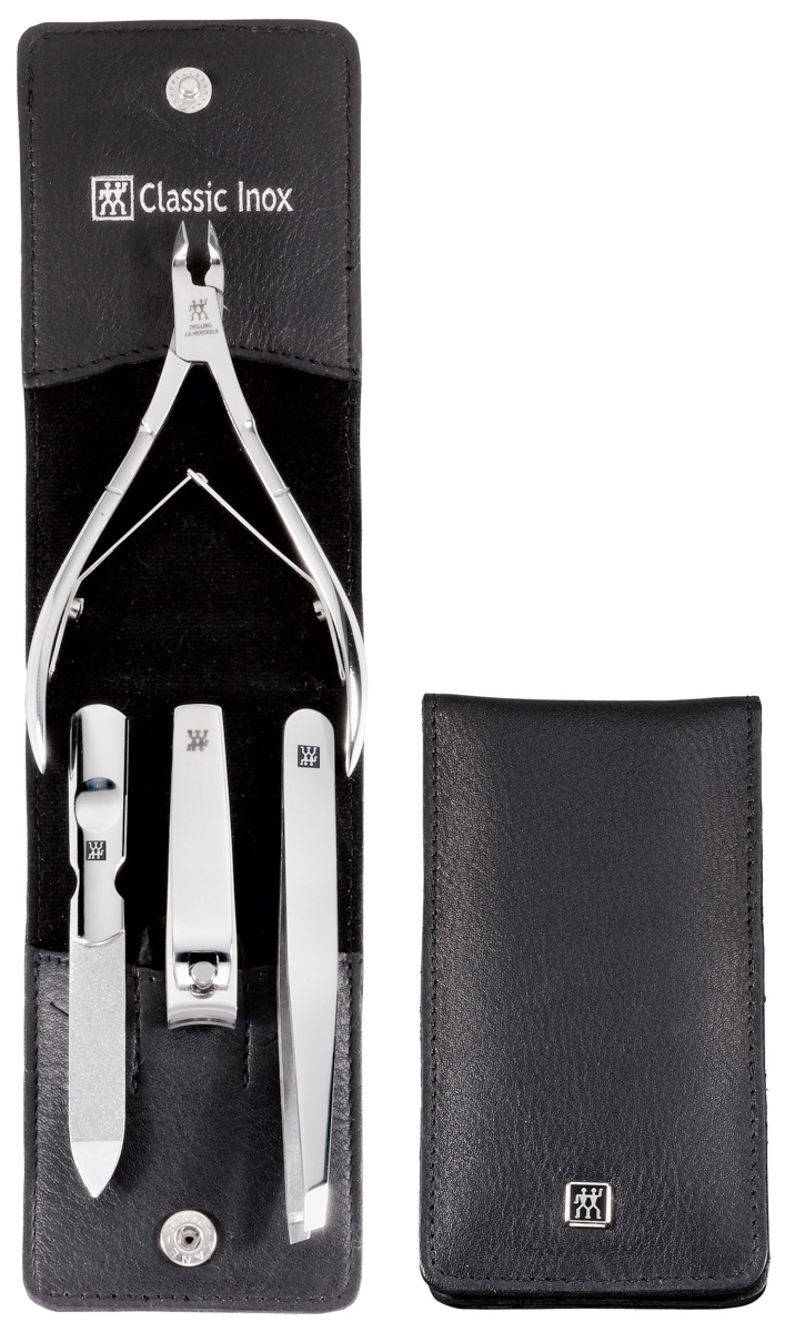 Druckknopfetui, 4-tlg, Rindleder, Schwarz, Serie: TWINOX. Marke: ZWILLING