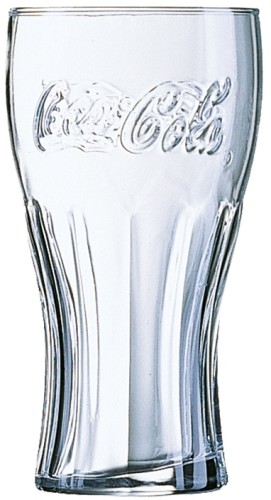 COCA-COLA Konturglas Inhalt 37 cl Füllstrich 0,3 ltr Höhe 141 mm - Durchmesser 72 mm